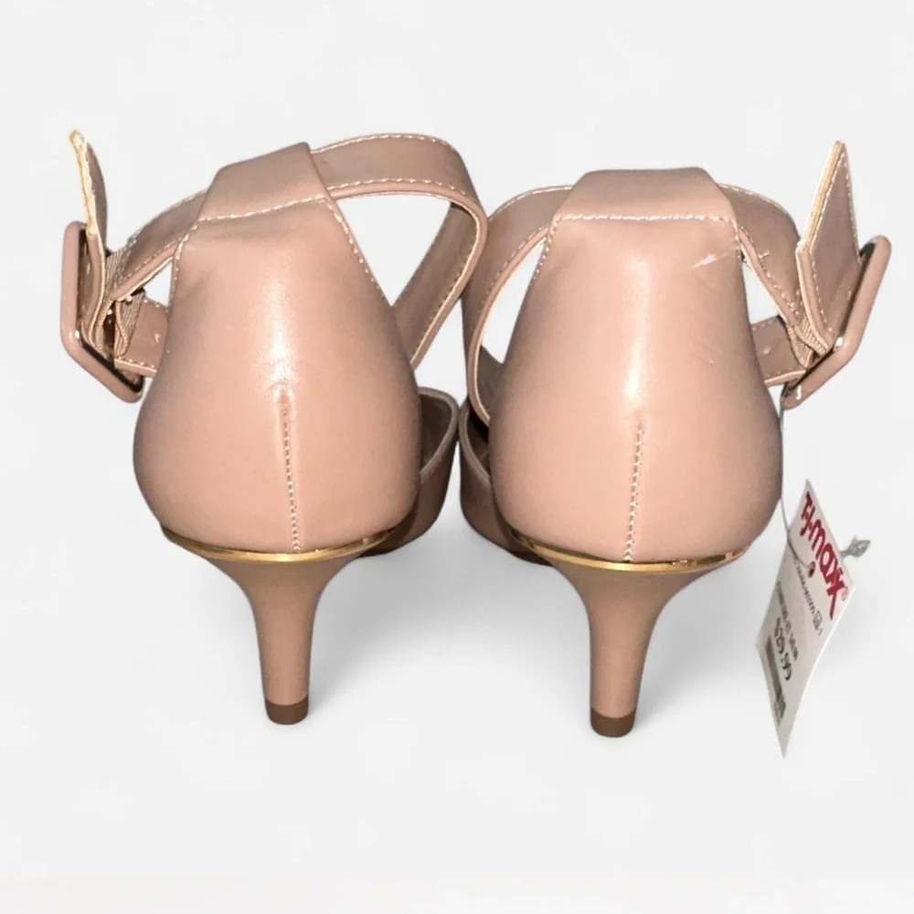 Anne Klein Nude Pointed Toe Ankle Strap Pumps Size 9 - Picture 8 of 8